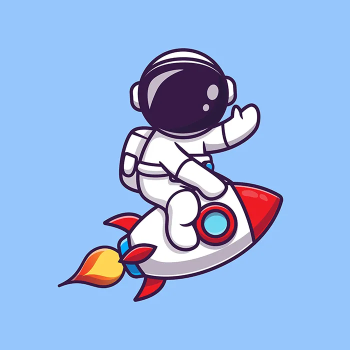 A man on a rocket