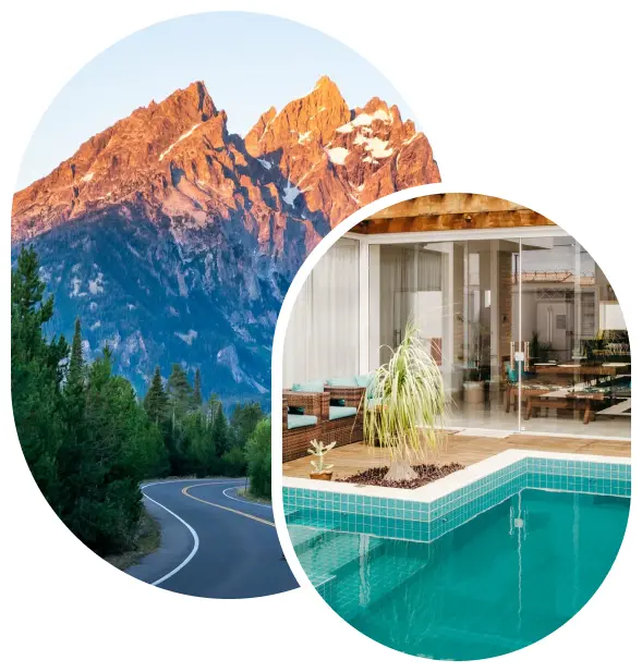 Hotel room with a swimming pool in the mountains