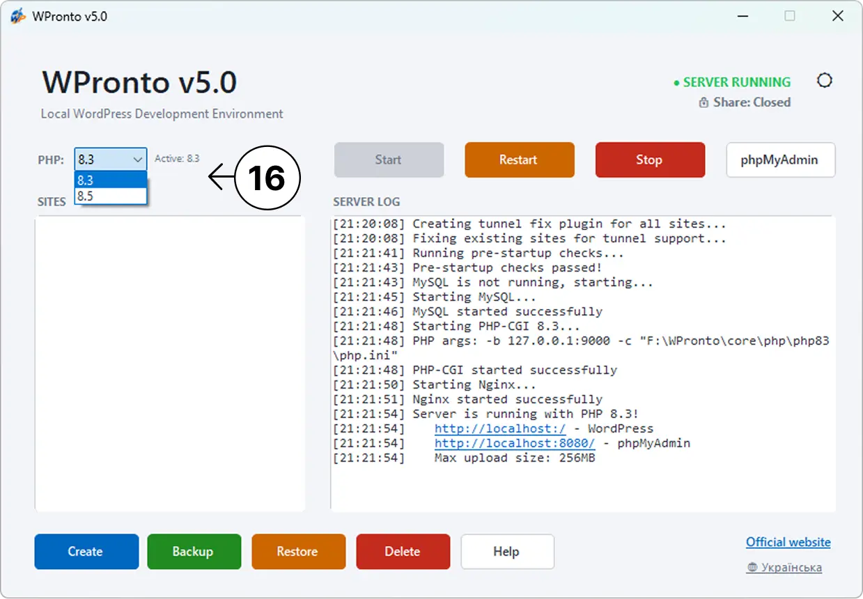 PHP version